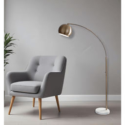 HomeRoots 78in. Brass Arc Floor Lamp With Bowl Shade