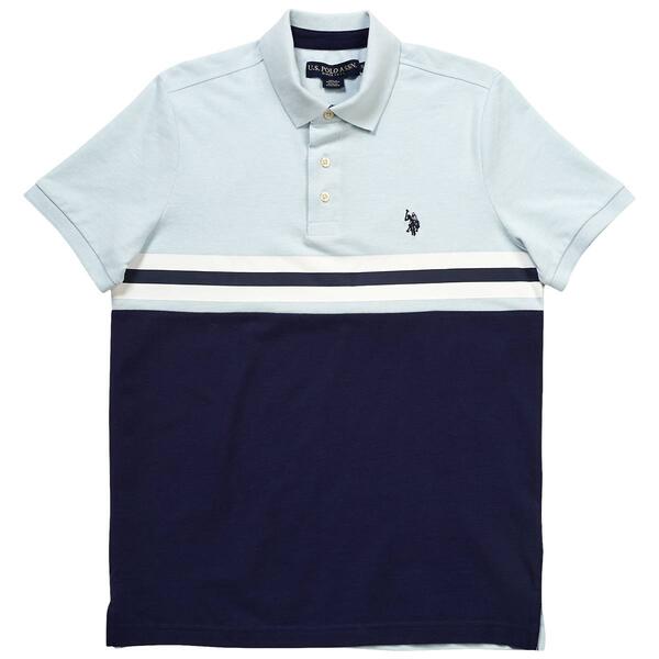 Mens U.S. Polo Assn.&#40;R&#41; Striped Color Block Pique Short Sleeve Polo - image 