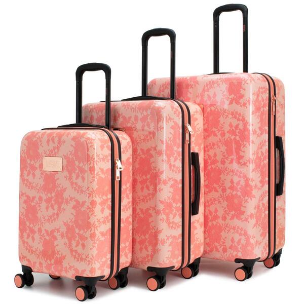 Badgley Mischka Pink Lace 3pc. Expandable Luggage Set - image 