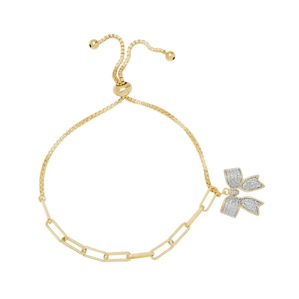 Accents by Gianni Argento Bow Paperclip Adjustable Bracelet - image 