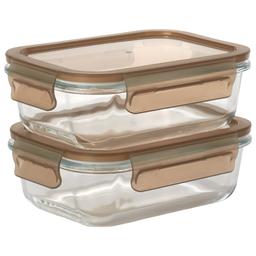 Famous Brand Set of 2 21.7oz. Rectangle Glass Containers - Taupe