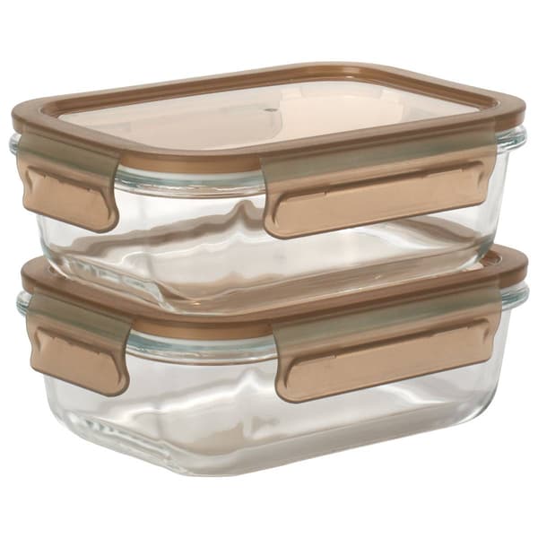 Famous Brand Set of 2 21.7oz. Rectangle Glass Containers - Taupe - image 