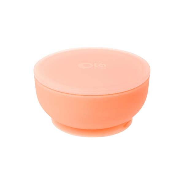 Olababy Silicone Suction Bowl with Lid - Coral - image 
