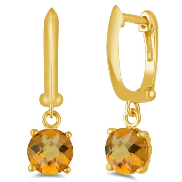 Gemstone Classics(tm) Gold Over Silver Citrine Drop Earrings