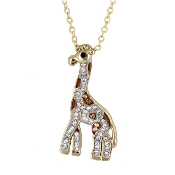 Crystal Kingdom Gold-Tone Crystal Giraffe Necklace - image 