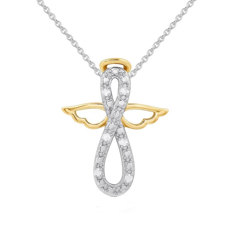 1/20cttw. Natural Diamond Sterling Silver Infinity Angel Pendant