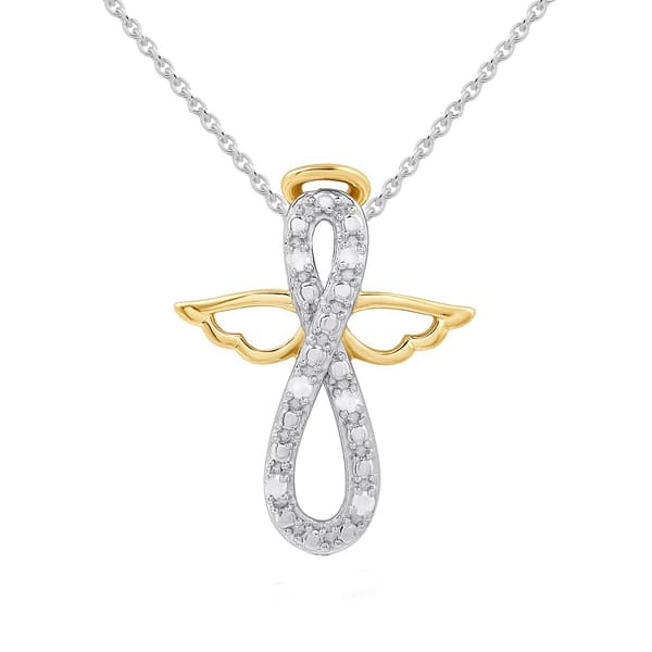 1/20cttw. Natural Diamond Sterling Silver Infinity Angel Pendant - image 