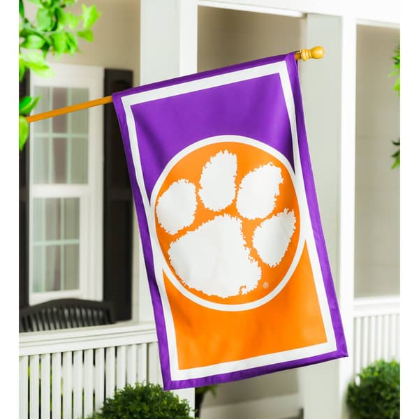 Evergreen Clemson University Burlap House Flag