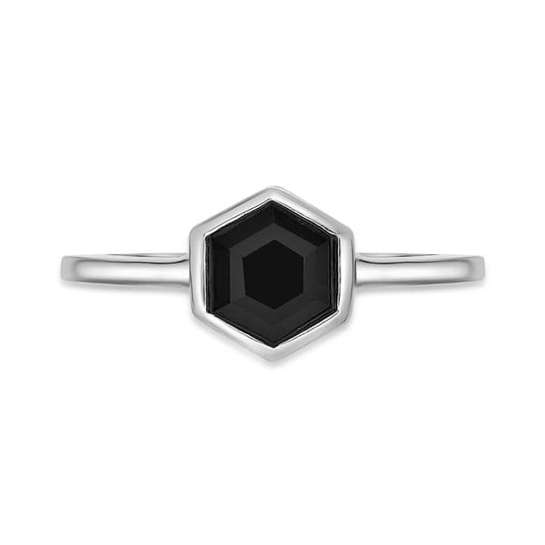 Gemminded Sterling Silver 6mm Hexagonal Black Onyx Ring