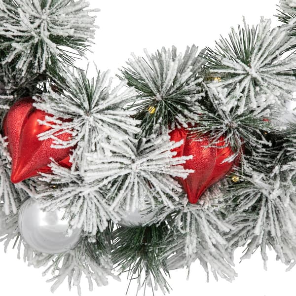 Northlight Seasonal 24in. Pre-Lit Snowy Pine Christmas Wreath
