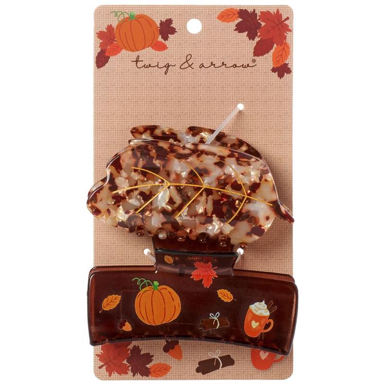 Womens Twig & Arrow 2pc. Leaf/Harvest Claw Clips