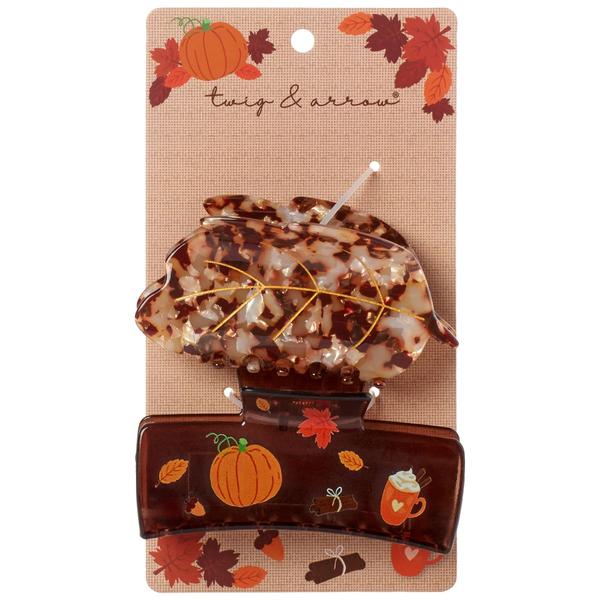 Womens Twig & Arrow 2pc. Leaf/Harvest Claw Clips - image 