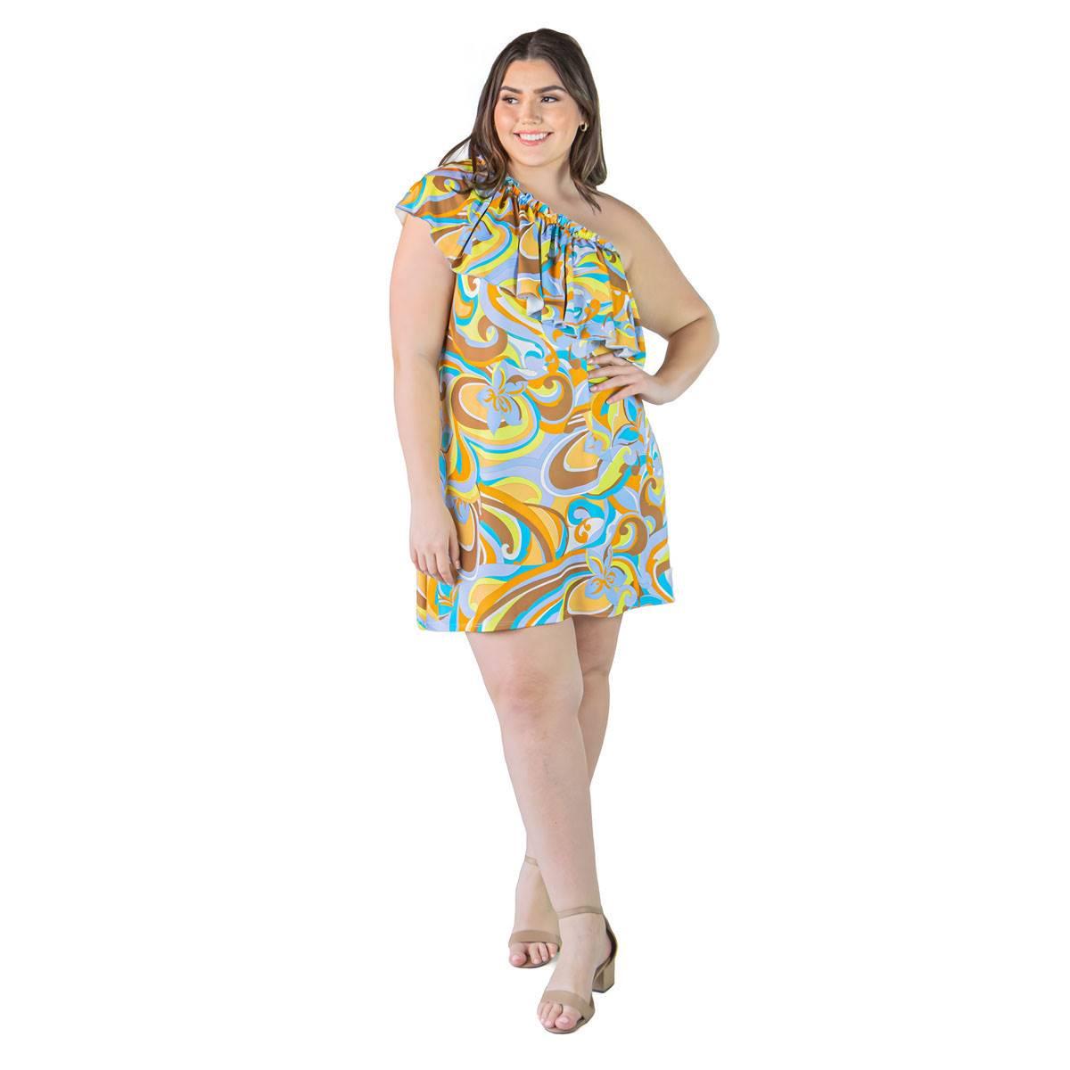 Plus Size 24/7 Comfort Apparel Above the Knee Abstract Dress