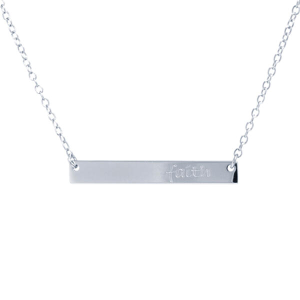 Sterling Silver Engraved Faith Bar Necklace - image 
