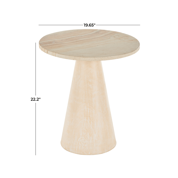 9th & Pike® Traditional Cream Teak Wood Accent Table