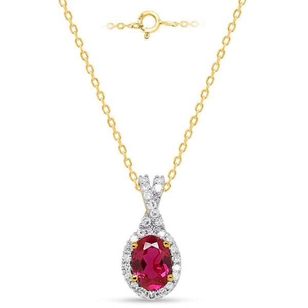 Gemstone Classics(tm) Created Ruby Lab Grown Diamond Pendant - image 