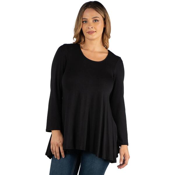 Plus Size 24/7 Comfort Apparel Solid Hi Low Tunic Top - image 