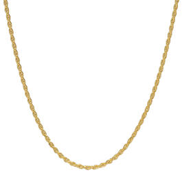 16in. Vermeil Sterling Silver Polished Solid Rope Chain Necklace