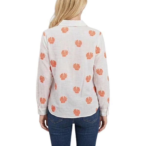 Plus Size NY Collection Long Sleeve Seashell Button Down Blouse