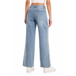 Juniors Madden Girl Rose Stud Ultra 90''S Wide Leg Jeans