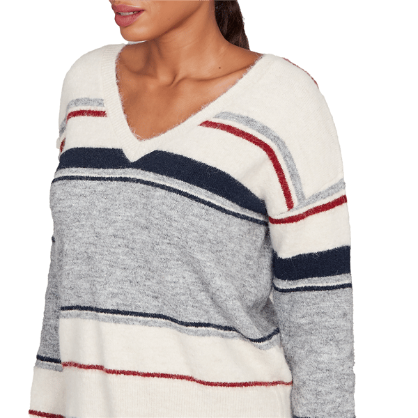 Petite Skye&#8217;s the Limit Back To Town V Neck Stripe Sweater