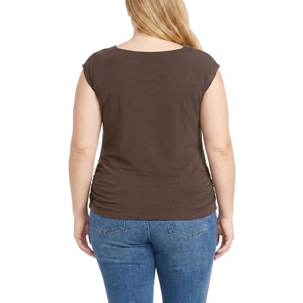 Plus Size NY Collection Cap Sleeve Square Neck Solid Blouse