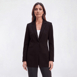 Womens DKNY Long Sleeve Solid One Button Notched Collar Blazer