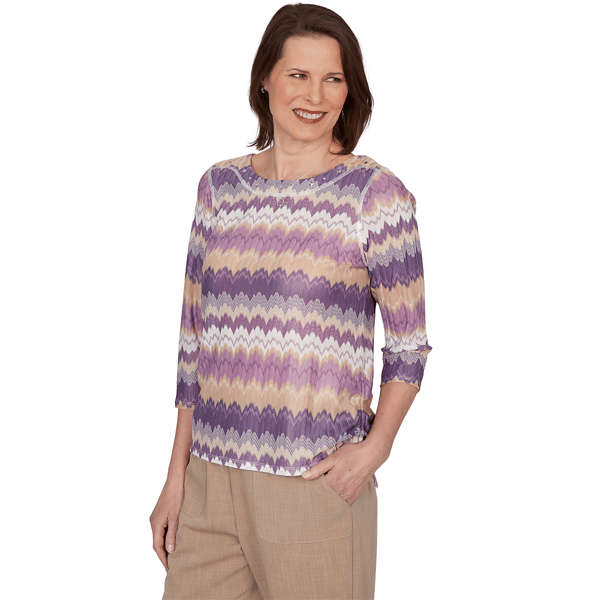 Petite Alfred Dunner Grand Bazaar Ripple Stripe Blouse