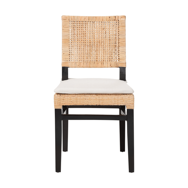 bali & pari Lesia Coastal Boho Rattan Dining Chair with Cushion
