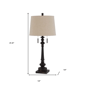 HomeRoots 32in. Charcoal Two Light Table Lamp with Tan Drum Shade - image 2