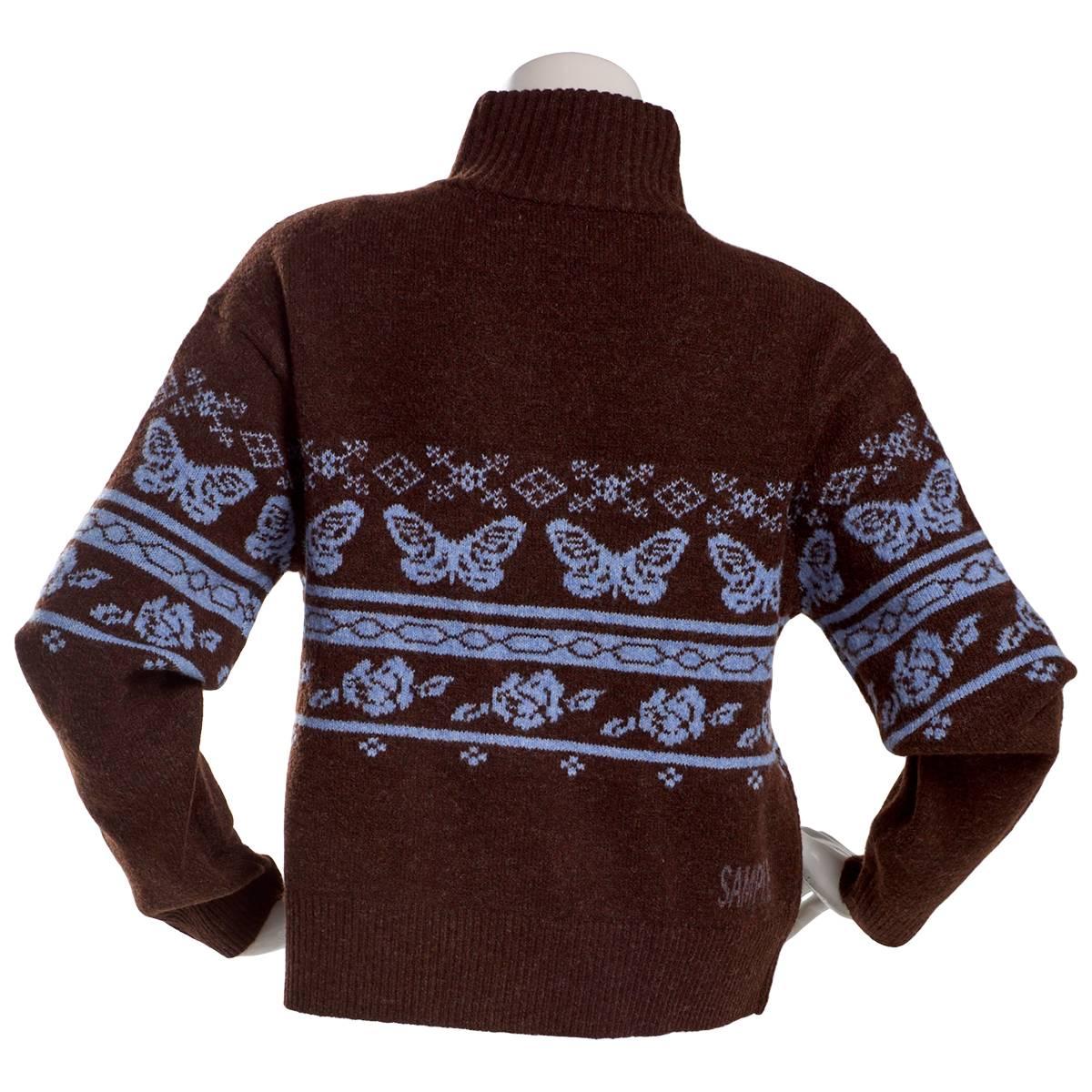 Juniors No Comment Mossy Jacquard Mockneck Zip Front Cardigan