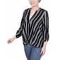 Womens NY Collection Roll Tab Sleeve Pleat Front Hem Blouse - image 4