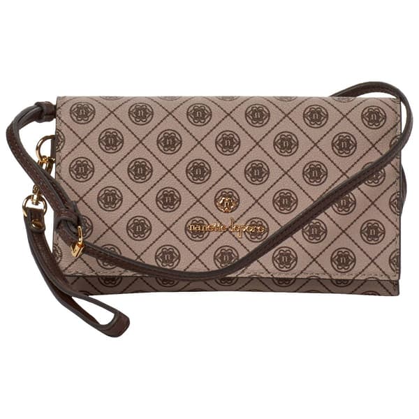 Womens Nanette Lepore Sienna Crossbody Wallet- Mushroom Medallion