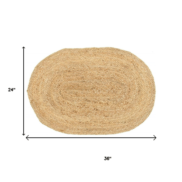HomeRoots Natural Jute Hand Braided Oval Rug