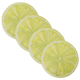 15in. Round Lime Slice Woven Vinyl Placemats - Set of 4