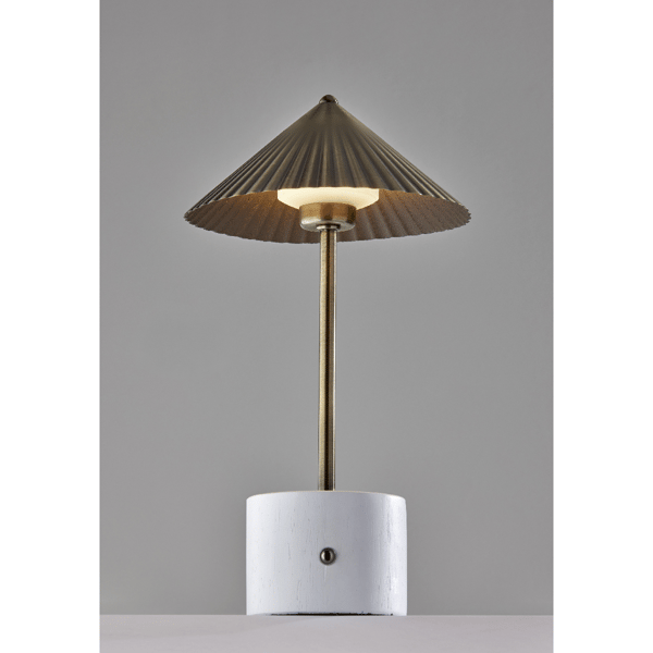 Adesso Mika Cordless LED Table Lamp with Antique Brass Shade