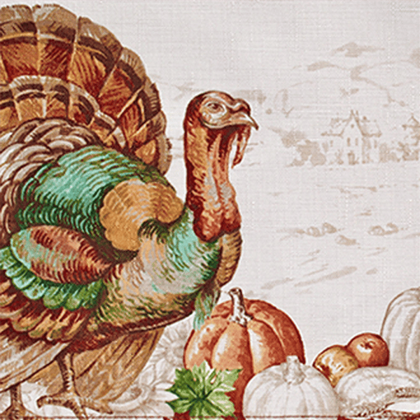 Threadmade Holiday Turkey Bordered Fall Placemat - Set of 4