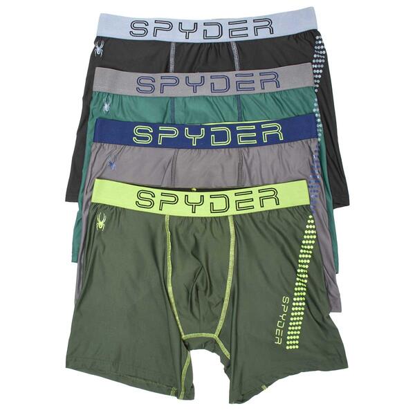 Mens Spyder 4pk. Polyester & Spandex Support Pouch Boxer Briefs - image 
