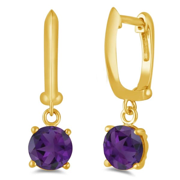 Gemstone Classics(tm) Gold Amethyst Dangle Earrings