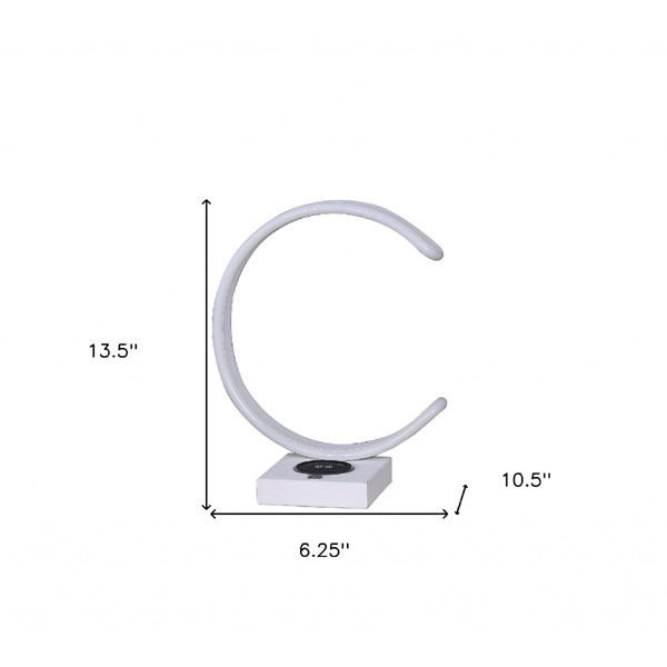 HomeRoots 14in. White Table Lamp with USB Wireless Charger