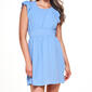 Juniors No Comment Airflow Flutter Sleeve Smock Waist Mini Dress - image 3