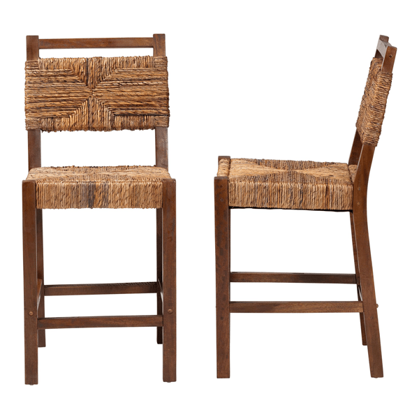 bali & pari 2pc. Cordoba Bohemian Seagrass Counter Stool Set