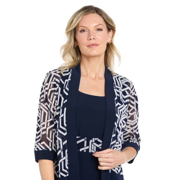 Womens R&M Richards 3/4 Sleeve Geometric Short Jacket Dress