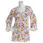 Womens Floral & Ivy 3/4 Sleeve Ruffle V-Neck Poppy Floral Blouse - image 1
