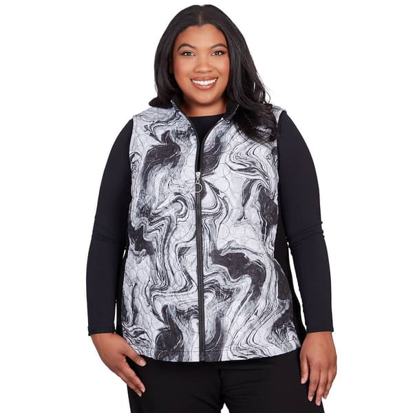 Womens Alfred Dunner Drama Queen Marble Quilted Sweater Vest - image 