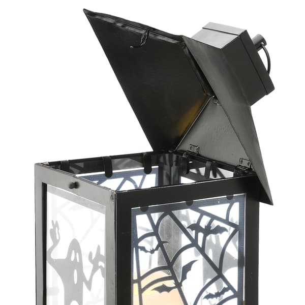 National Tree 16in. Black Halloween Ghost Lantern