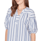 Womens Ruby Rd. French Riviera Elbow Puff Sleeve Stripe Blouse - image 5