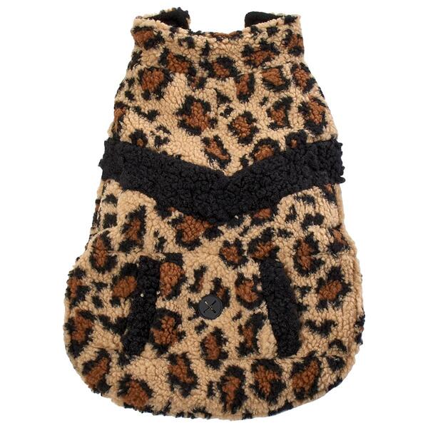 Northpaw Leopard Quilted Sherpa Pet Jacket - image 
