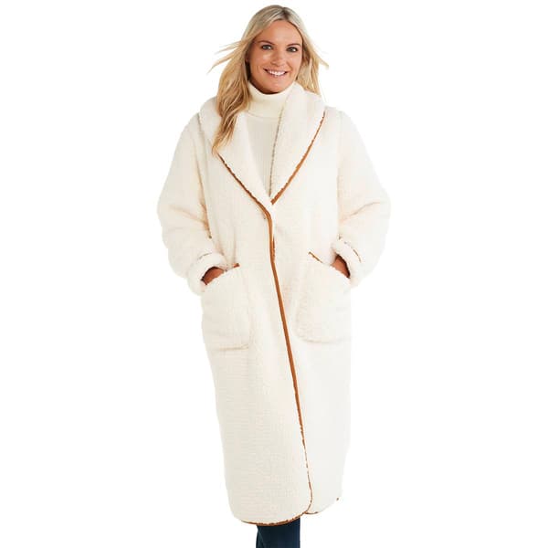 Womens Jade & Ivory Double Sided Sherpa Cardigan Coat