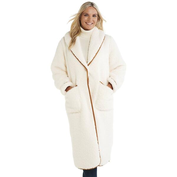 Womens Jade & Ivory Double Sided Sherpa Cardigan Coat - image 